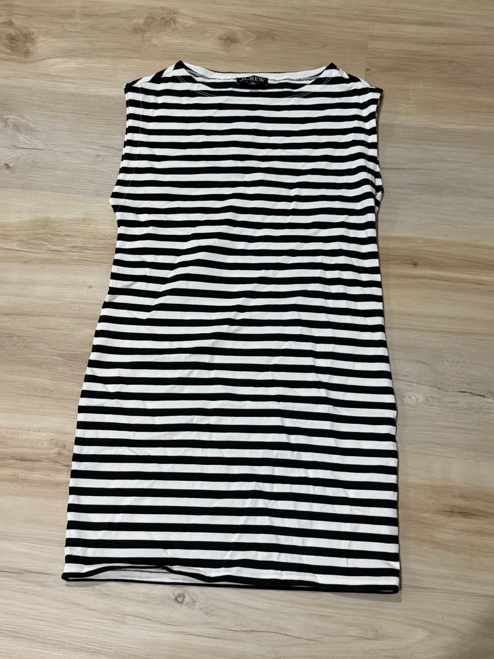 J. Crew Black and White Striped Sleeveless Mini Dress